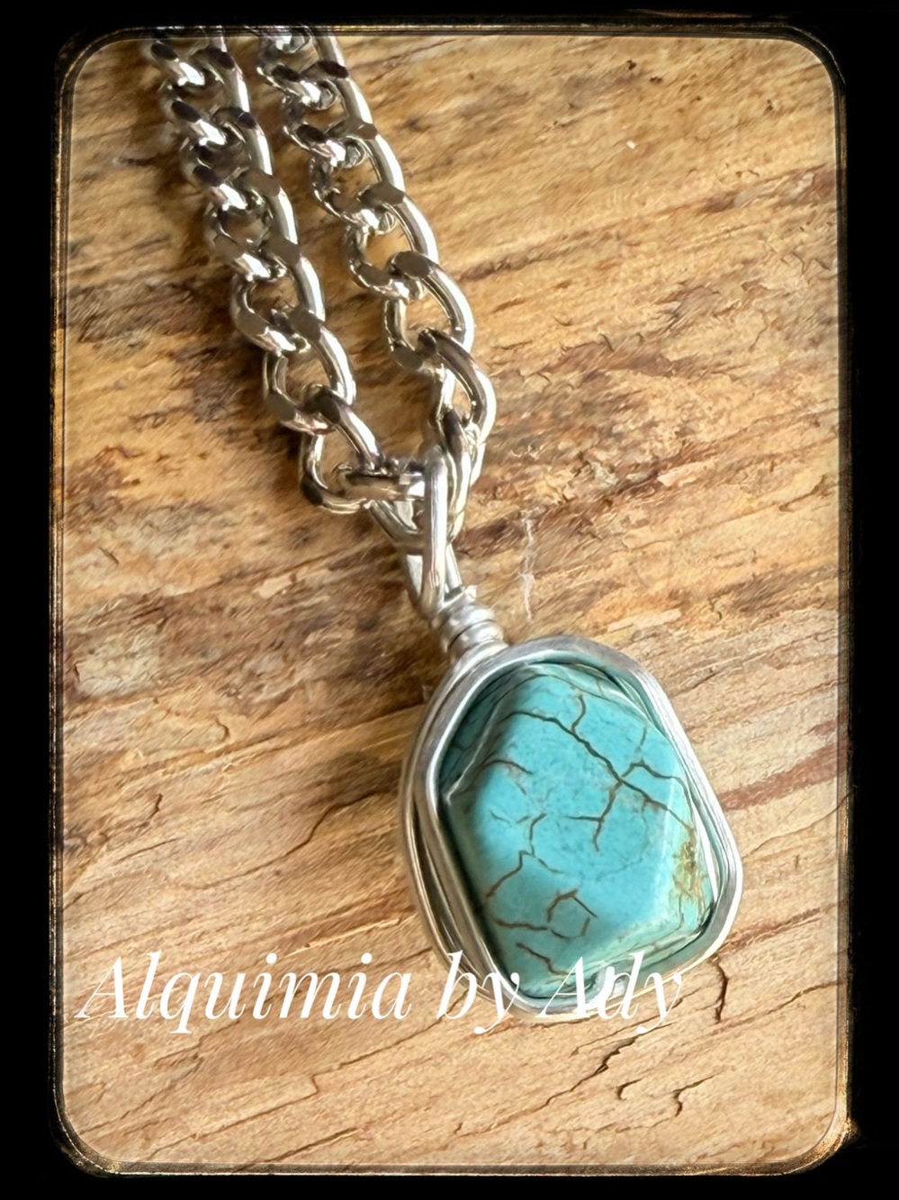 Turquoise Pendant Necklace in Blue & Silver